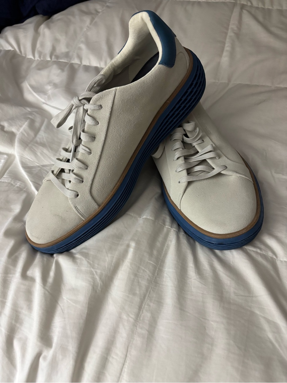 Cole Haan White Sneakers with Blue Platform and Heel